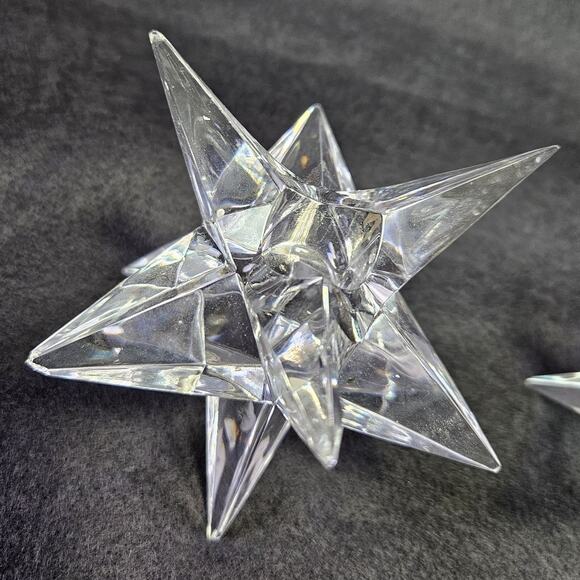 VTG Rosenthal Crystal Star Candlestick Set (3) 90s Candle Holder MCM Heavy Glass - Picture 12 of 16